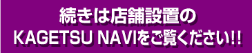 続きは店舗設置のKAGETSU NAVIをご覧ください!!